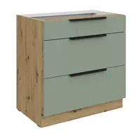 Spodní skříňka Aria 80 D 3S BB - Premium Box Barva korpusu: Dub artisan, Barva dvířek: SA - Aquamarine AFM