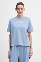 Bavlněné tričko Tommy Hilfiger dámské, modrá barva, WW0WW47819