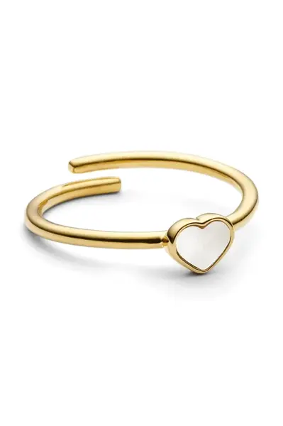 Pozlacený stříbrný prsten Design Letters 90606003PEARL