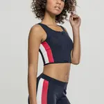 Women's top with side stripe with zipper in navy blue/fiery red/white