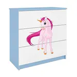 Detská komoda  Babydreams modrá – Jednorožec