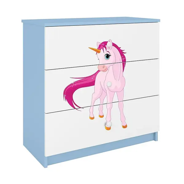 Detská komoda  Babydreams modrá – Jednorožec