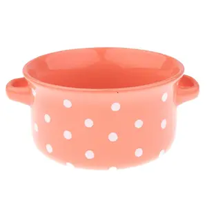 Keramická miska s puntíky 560ml lososová KK5069