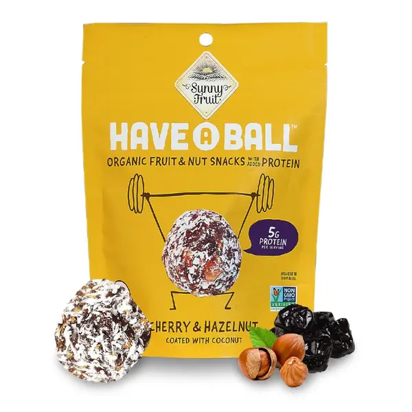 Sunny Fruit BIO Ovocné koule z datlí a višní s ořechy kokosem a proteinem 129 g