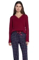 Dámské flanelové pyžamo MANUELLA S Bordó