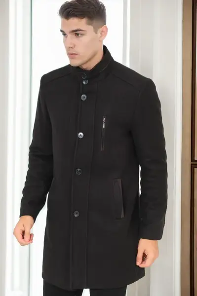 PLT9386 DEWBERRY MEN'S COAT-DIAGONAL BLACK