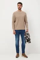 Bavlněné tričko s dlouhým rukávem Medicine pánské, hnědá barva