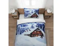 3D obliečky z mikrosaténu WINTER CHALET, biele Rozmer obliečky: 70 x 90 cm | 140 x 200 cm