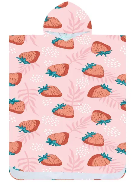 Plážové pončo STRAWBERRIES růžové 80x145 cm
