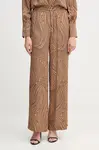 Kalhoty Marc Aurel dámské, hnědá barva, široké, high waist, 1853-1002-24812