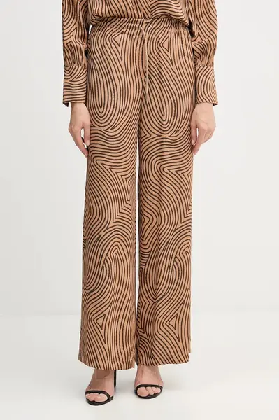 Kalhoty Marc Aurel dámské, hnědá barva, široké, high waist, 1853-1002-24812