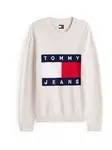 Tommy Jeans Sveter  námornícka modrá / tmavočervená / biela / biela ako vlna