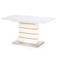 Stùl Toronto 140/180 Mdf/Sklenka/Ocel – Bílý/Dub Zlatý