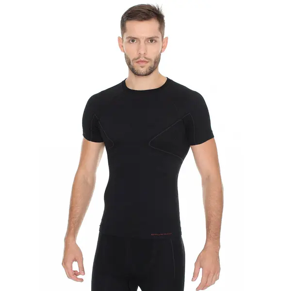 Pánské tričko Brubeck Active Wool s krátkým rukávem Black XL