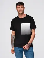 Ombre Men's cotton t-shirt with graphic print - black