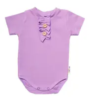 Baby Nellys Kojenecké žebrované body s knoflíčky kr. rukáv, Girl - lila, vel. 86