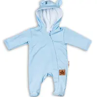 Baby Nellys Kojenecký teplákový overal s kapucí Teddy - sv. modrý, vel. 86