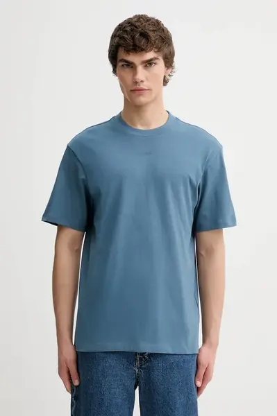 Bavlněné tričko HUGO Dapolino pánské, černá barva, 50488330