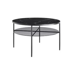 Livetastic KONFERENČNÍ STOLEK, černá, kov, sklo, 81/81/45 cm