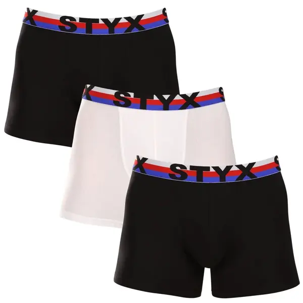 Styx 3PACK pánské boxerky long sportovní guma vícebarevné trikolóra (3U19001) XL