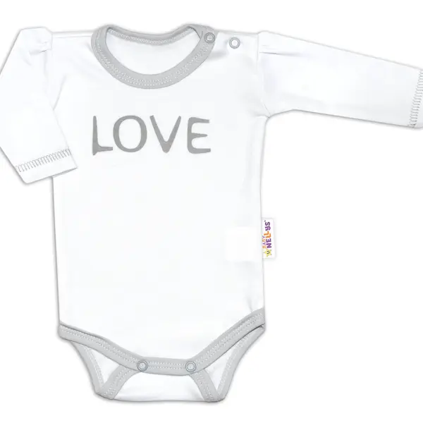 Baby Nellys Body dlouhý rukáv Love - bílé vel.  56
