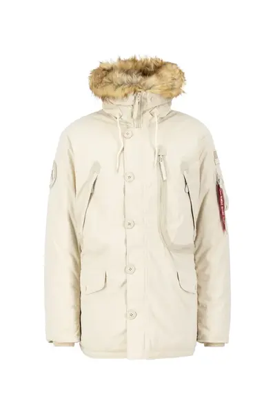 ALPHA INDUSTRIES Zimná parka  béžová / hnedá / červená