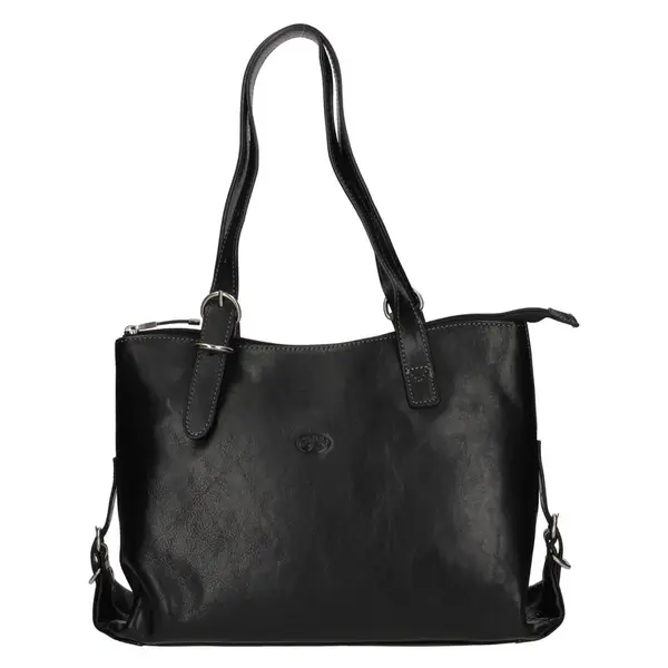 Elegantná dámska kožená kabelka Katana Ligena - čierna