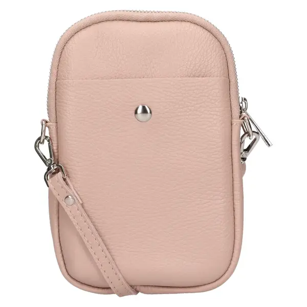 Dámska kožená kabelka na mobil a doklady Italia Monea - svetlo ružová