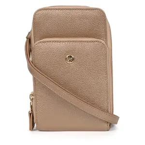 Dámska kožená kabelka na mobil a doklady Hexagona Inga - zlatá