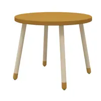 Flexa Dřevěný kulatý stůl pro děti hořčicový Dots