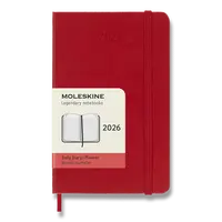 Diář Moleskine 2026 - tvrdé desky, S, denní, červený