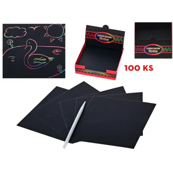 Vyškrabávací obrázky 100ks s tužkou