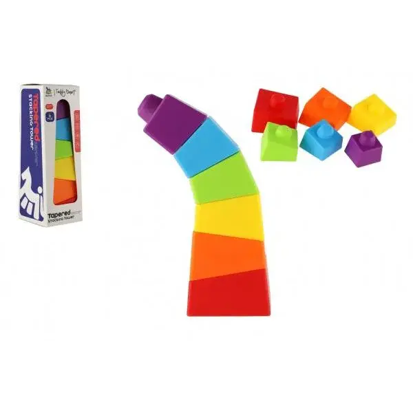 Věž/Pyramida šikmá barevná stohovací skládačka 6ks plast
