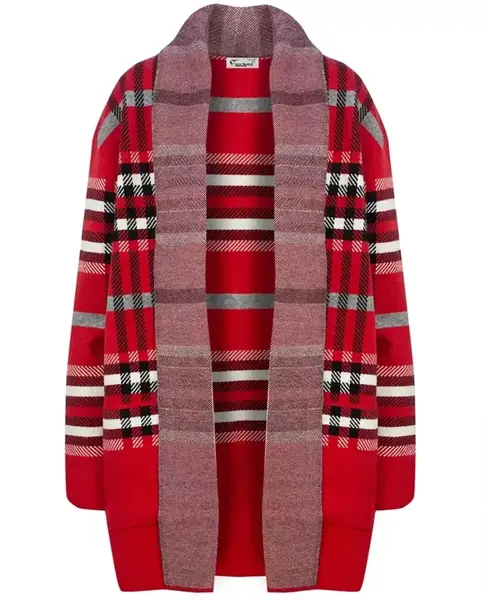 Pri WARM Sweater. Checkered cardigan overlay