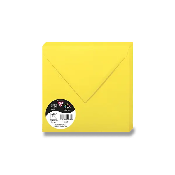 Barevná obálka Clairefontaine 165 × 165 mm, olizová, 20 ks - žlutá