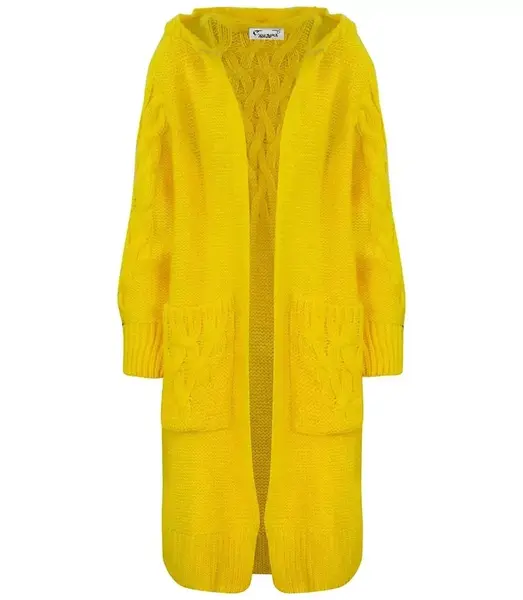 Pri Cardigan Long Chunky Braid Wool Sweater