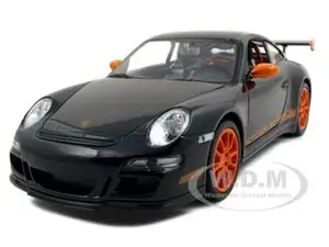 Porsche 911 (997) GT3 RS Black with Orange Accents 1/24-1/27 Diecast Model Car by Welly