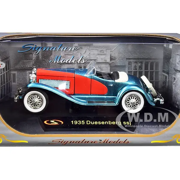 1935 Duesenberg SSJ Convertible Blue and Red 1/32 Diecast Model Car by Signature Models