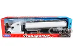 Freightliner Columbia Truck White with White Tanker Trailer "Transporter" Series 1/32 Diecast Model by Welly
