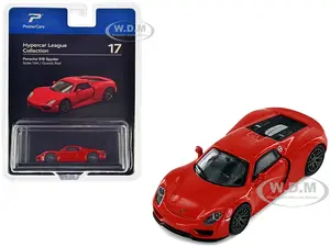 Porsche 918 Spyder Guards Red "Hypercar League Collection" 1/64 Diecast Model Car by PosterCars