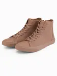 Ombre Men's high-top sneakers with matte texture and embossed logo - light brown