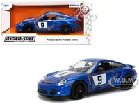 Porsche 911 Turbo (997) 9 Blue Metallic with Stripes "Hyper-Spec" Series 1/24 Diecast Model Car by Jada