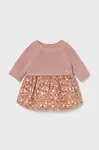Dětské bavlněné šaty Mayoral Newborn růžová barva, mini, 2821