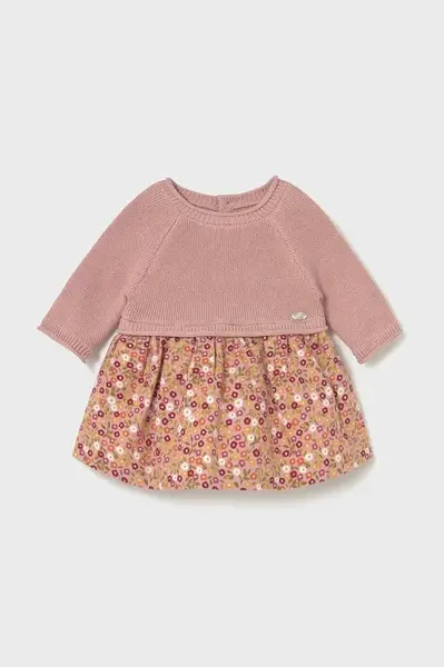 Dětské bavlněné šaty Mayoral Newborn růžová barva, mini, 2821