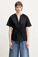 Bavlněná halenka Samsoe Samsoe Satoma dámská, černá barva, hladká, F25100007