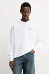 Bavlněné tričko s dlouhým rukávem Vans bílá barva, s potiskem, VN000R7AYB21