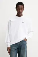 Bavlněné tričko s dlouhým rukávem Vans bílá barva, s potiskem, VN000R7AYB21