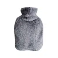 [5PCS] 1000ml Thickened Hot Water Bottle Washable Plush Cloth Cover Water-Filled PVC Inner Tank Hand Warmer - Dark Grey