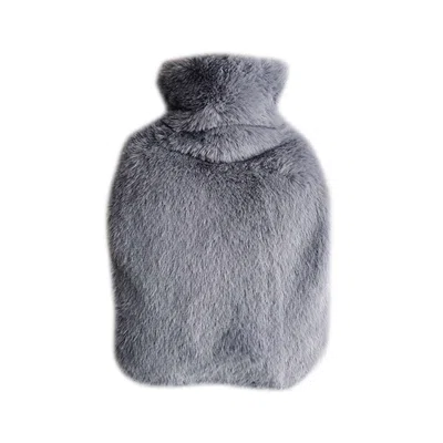 [5PCS] 1000ml Thickened Hot Water Bottle Washable Plush Cloth Cover Water-Filled PVC Inner Tank Hand Warmer - Dark Grey