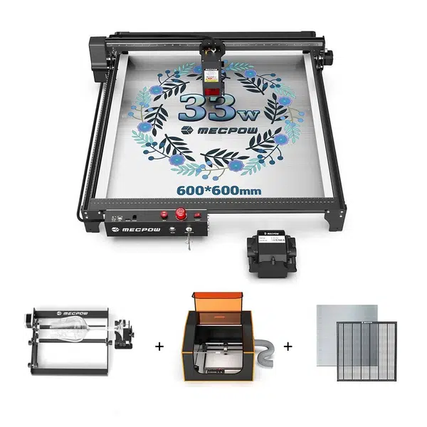 Mecpow X5 Pro 33W Laser + Laser Bed + Rotary Roller + Fireproof Enclosure